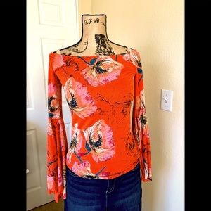 NWT Free People Sassy stretchy bold colorful top